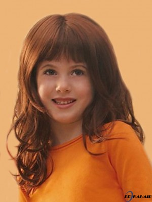 Curly Long Auburn Synthetic Lace Front Kinderperücken