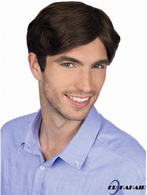 Brown Straight Remy Human 100% handgebundene professionelle Perücke für Männer
