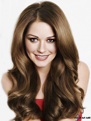 Trendy Brown 20  inchwellig lang ohne Pony  Perücken