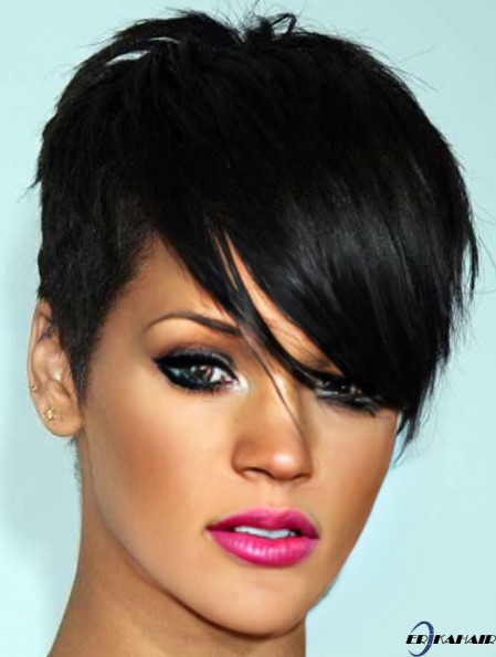  Style Glueless Lace Perücken mit Pony schwarze Farbe