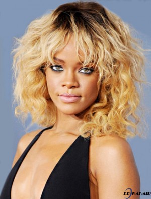 Ombre / 2 Tone Wavy With Bangs 100% handgebundene 14 Zoll Amazing  Perücken
