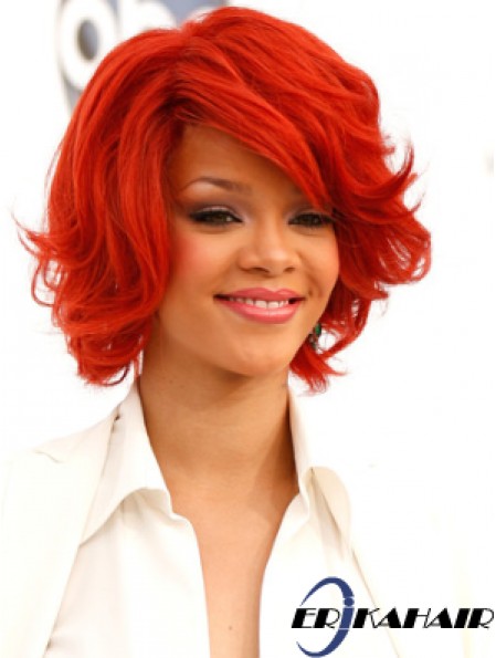 Red Wavy With Bangs 100% handgebundene 12 Zoll beliebte  Perücken