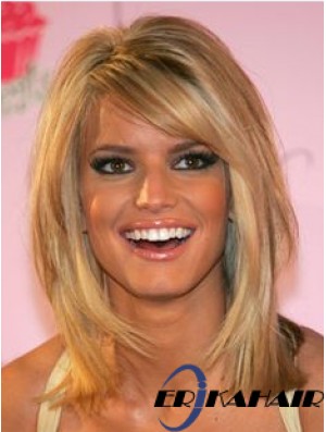 12 Zoll stilvolle blonde schulterlange gerade Bobs Jessica Simpson Perücken