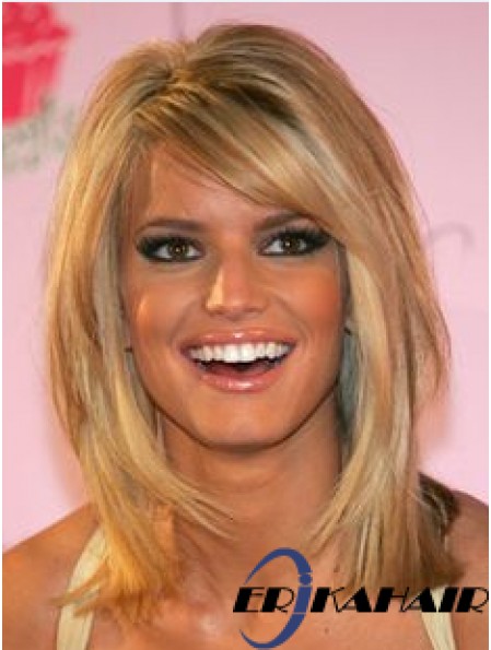 12 Zoll stilvolle blonde schulterlange gerade Bobs Jessica Simpson Perücken