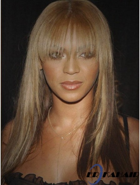 Brown Long Straight mit Pony Lace Front 16 Zoll  Perücken