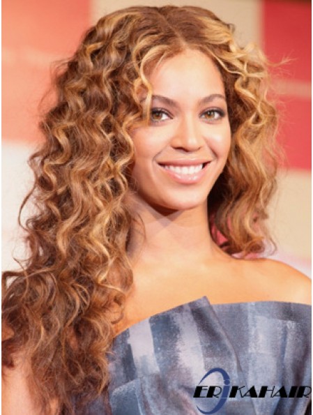 Brown Long Curly ohne Pony Spitze vorne 22 Zoll  Perücken