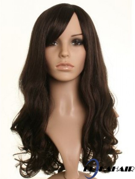 Schöne Brown Long Wavy 21 Zoll mit Pony Celebrity Perücken