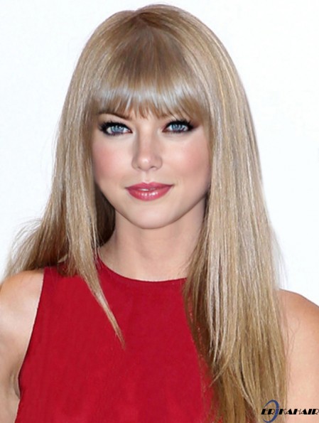Capless With Bangs Straight Long Blonde Ideale  Perücken