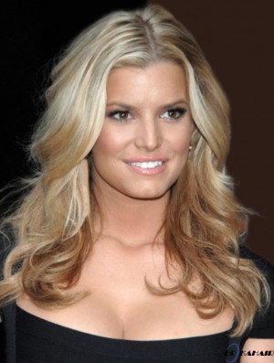 16 Zoll Ideal Blonde Long Wavy Layered Jessica Simpson Perücken