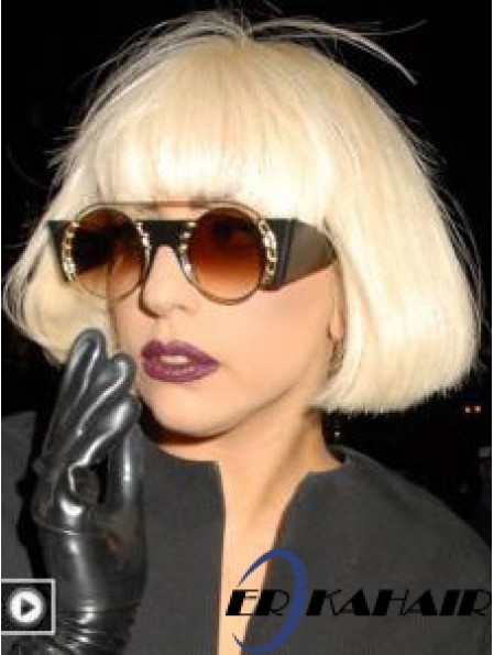 Lady Gaga Perücken UK Bobs Cut Blonde Farbe Straight Style