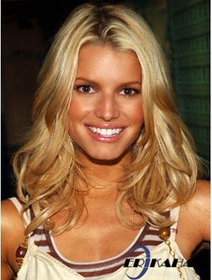 16 Zoll gute blonde lange gewellte geschichtete Jessica Simpson Perücken