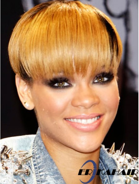 Blonde Straight mit Pony Lace Front 8 Zoll Mode  Perücken