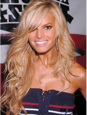 18 Zoll langlebige blonde blonde gewellte geschichtete Jessica Simpson Perücken