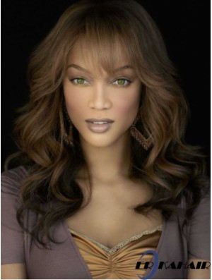 Braun gewellt mit Pony Spitze vorne 18 Zoll Good Tyra Banks Perücken