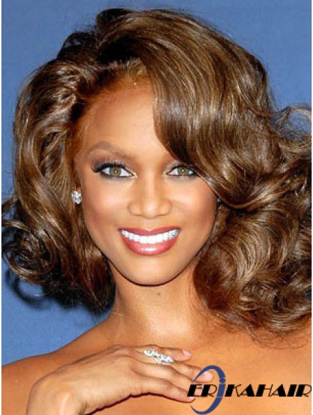 Braun gewellt ohne Pony Spitze vorne 12 Zoll Fabulous Tyra Banks Perücken