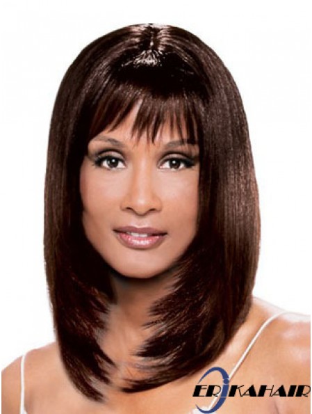 Auburn schulterlang gerade mit Pony Spitze vorne 14 Zoll Beverly Johnson Perücken
