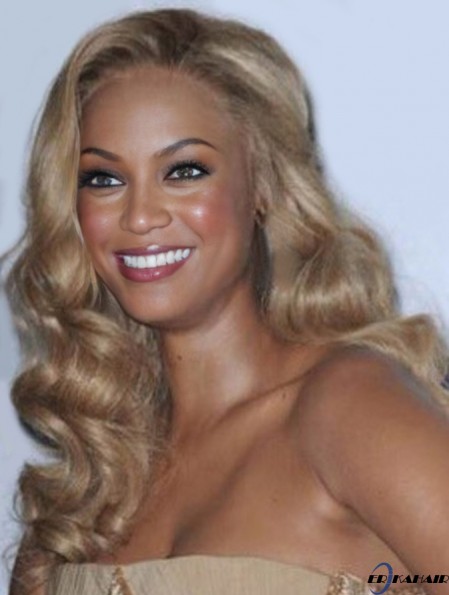Blonde wellig ohne Pony Spitze vorne 18 Zoll unglaubliche Tyra Banks Perücken