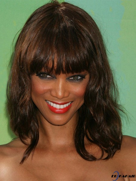 Auburn wellig mit Pony Capless 14  inchTop Tyra Banks Perücken
