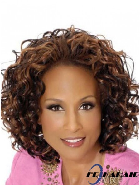 Brown Chin Länge lockig ohne Pony volle Spitze 12 Zoll Beverly Johnson Perücken