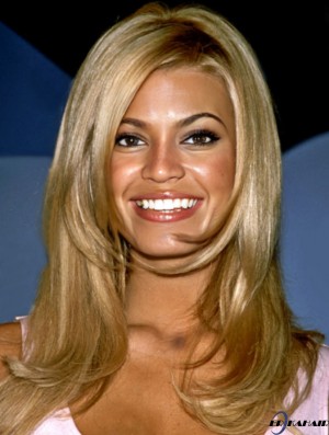 Wellige 100% handgebundene geschichtete lange blonde blonde billige Jessica Simpson Perücken