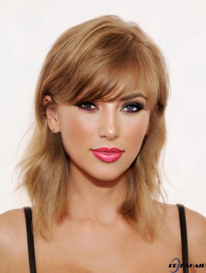 Capless With Bangs Wellige schulterlange blonde blonde  Perücken
