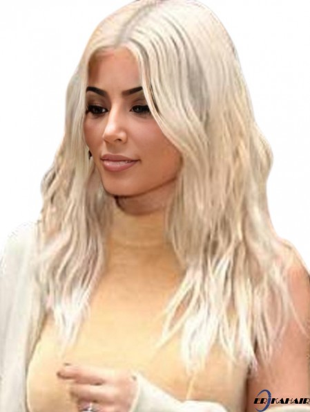 Blonde lange Spitze vorne 20  inchgewellte Remy Menschenhaar  Perücken