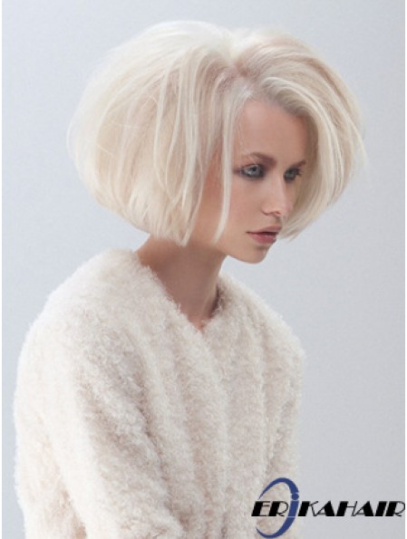 Mode Medium Bob Perücken Platin Farbe Straight Style Kinn Länge