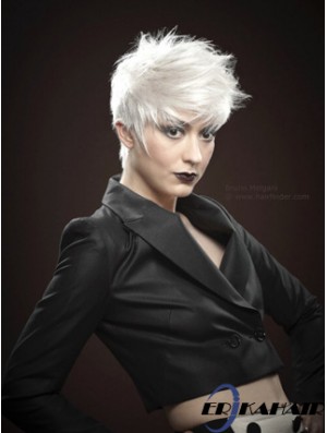 Mono kurze Perücken mit Remy Monofilament Boycuts Straight Style