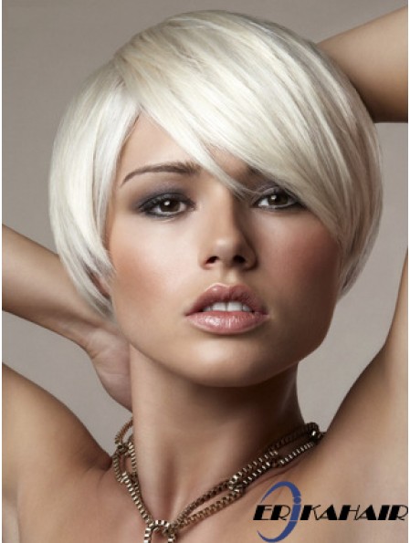 Capless Bobs Short Straight 8 Zoll Platinblond Online Fashion Perücken