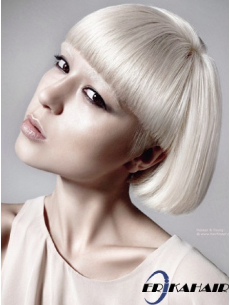 Lace Front Bobs Short Straight 10  inchPlatinblonde Great Fashion Perücken
