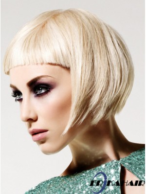 Monofilament Bobs Short Straight 10  inchPlatinblonde Frisuren Mode Perücken