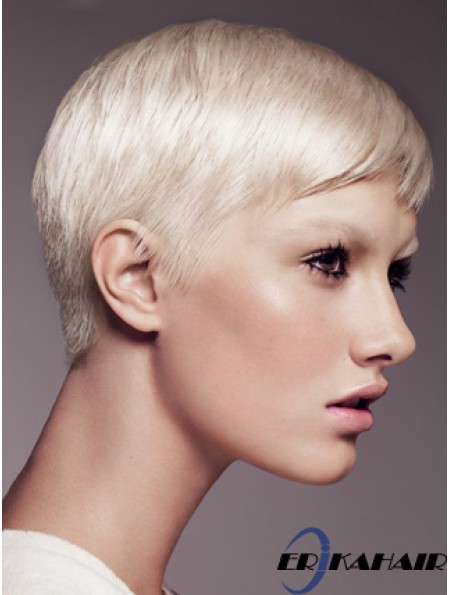Capless Boycuts Short Straight 8  inchPlatinblonde Fabulous Fashion Perücken
