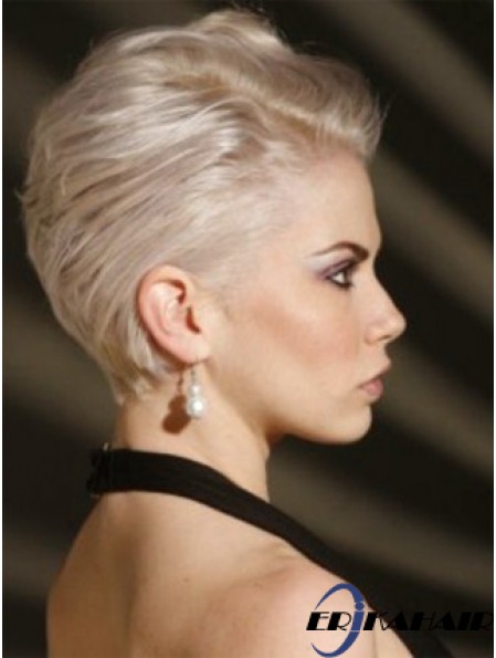 Capless Boycuts Short Straight 8  inchPlatinblond Erschwingliche Mode Perücken