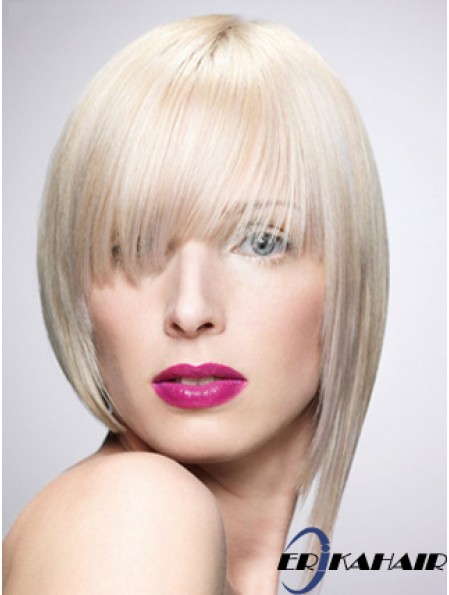 Monofilament Bobs Short Straight 10 Zoll Platinblond New Fashion Perücken