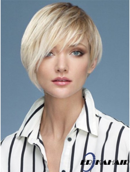 Capless Boycuts Short Straight 10 Zoll Platin Blonde Sassy Fashion Perücken