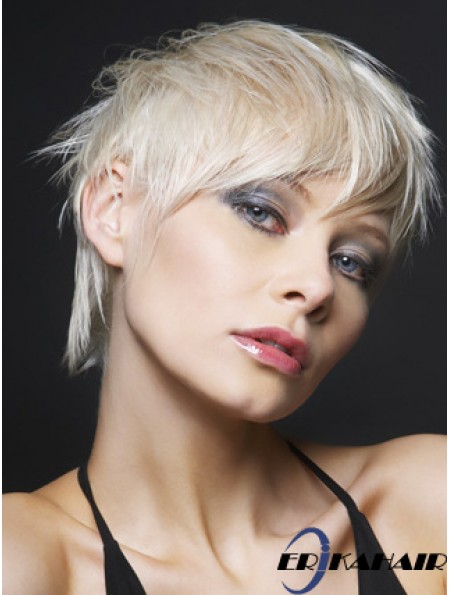 Lace Front Boycuts kurze gerade 8 Zoll platinblonde ideale Mode Perücken