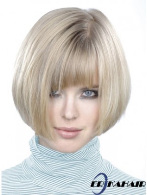 Monofilament Bobs Short Straight 10 Zoll Platinum Blonde Style Fashion Perücken