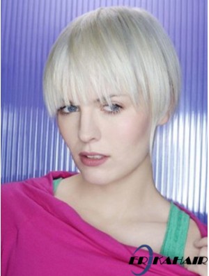 Capless Grey Short Straight 8 Zoll Schöne Mode Perücken