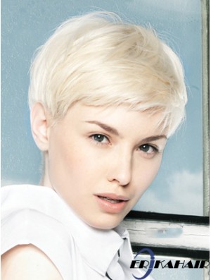 Lace Front Perücke Platin Farbe Short Length Straight Style Boycuts