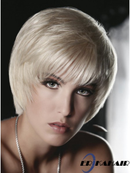Monofilament grau kurz gerade 8 Zoll platinblond Great Fashion Perücken
