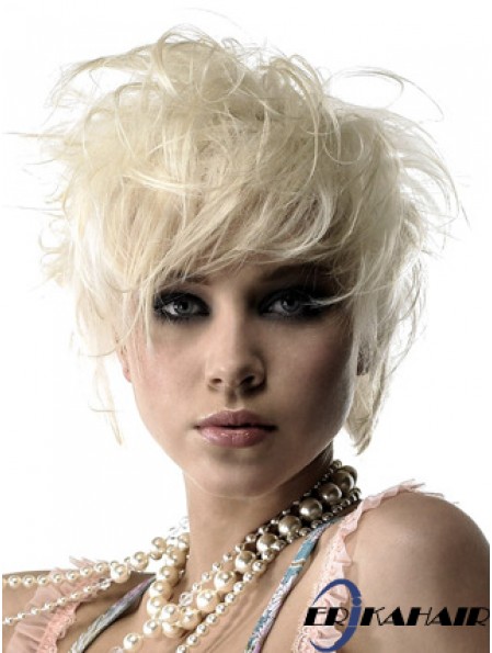 Lace Front Boycuts Kurze gewellte 8 Zoll Platinblond Durable Fashion Perücken