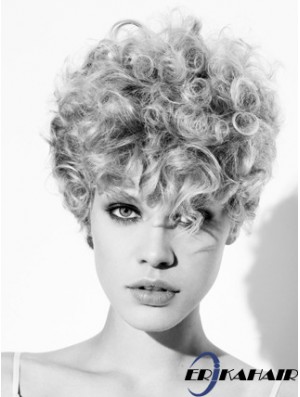 Capless Grey Short Curly 8 Zoll hochwertige Mode Perücken