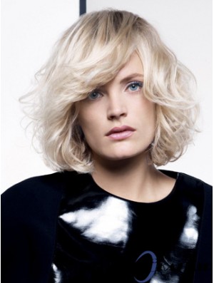 Lace Front Layered Chin Länge gewellt 12  inchPlatinum Blonde Fashion Fashion Perücken