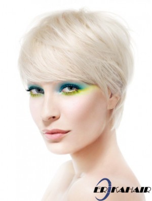 Lace Front Boycuts kurze gerade 8 Zoll platinblonde Soft Fashion Perücken