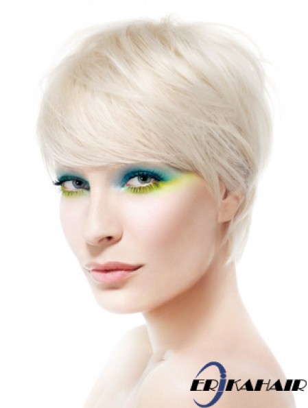 Lace Front Boycuts kurze gerade 8 Zoll platinblonde Soft Fashion Perücken