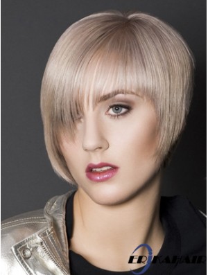 Capless Boycuts kurze gerade 10 Zoll platinblonde schlanke Mode Perücken