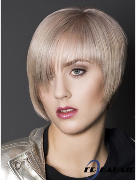 Capless Boycuts kurze gerade 10 Zoll platinblonde schlanke Mode Perücken