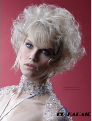 Monofilament grau kurz lockig 10 Zoll platinblond Perfect Fashion Perücken
