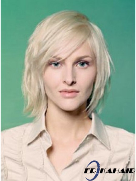 Volle Spitze Bobs Kinnlänge gerade 10 Zoll platinblonde schlanke Modeperücken