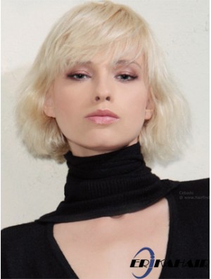 Capless Bobs Kinn Länge gewellt 12  inchPlatinblond New Fashion Perücken